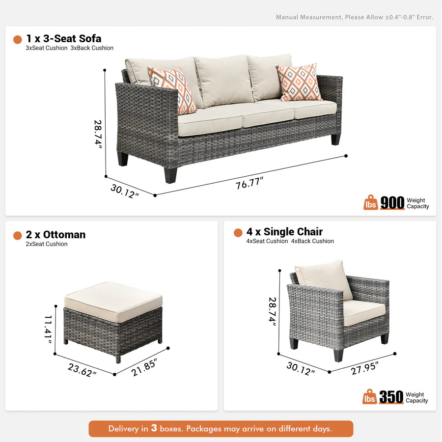Patio Furniture Set New Vultros 7-Piece High Back with Cushions