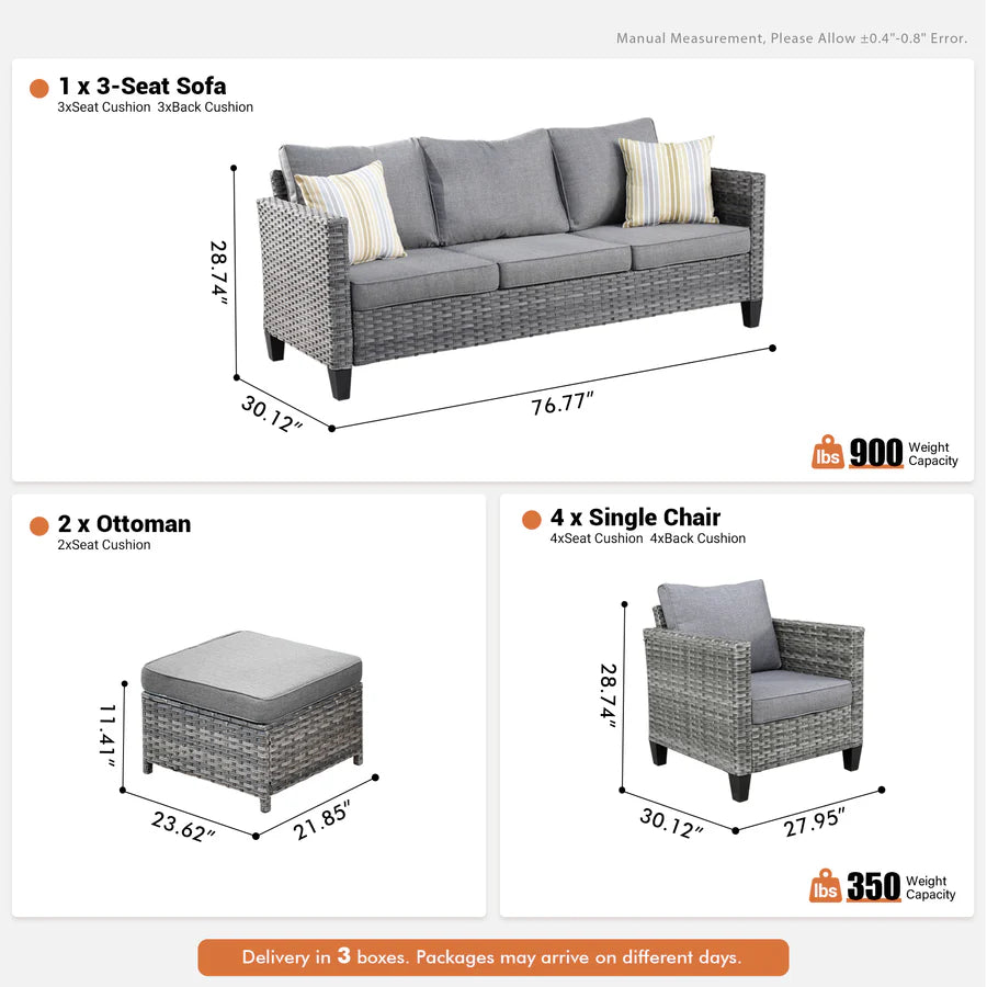 Patio Furniture Set New Vultros 7-Piece High Back with Cushions