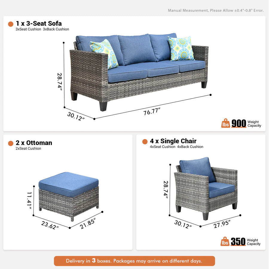 Patio Furniture Set New Vultros 7-Piece High Back with Cushions