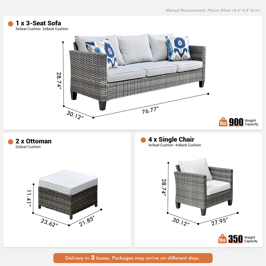 Patio Furniture Set New Vultros 7-Piece High Back with Cushions