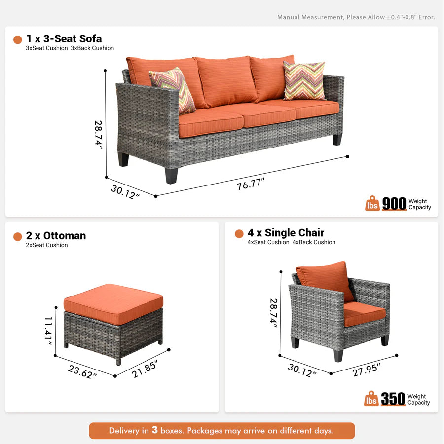 Patio Furniture Set New Vultros 7-Piece High Back with Cushions