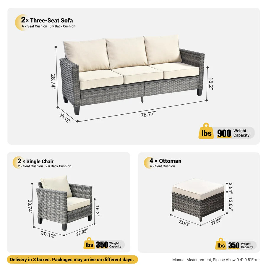 Patio Furniture Set New Vultros 8-Piece High Back with Cushions