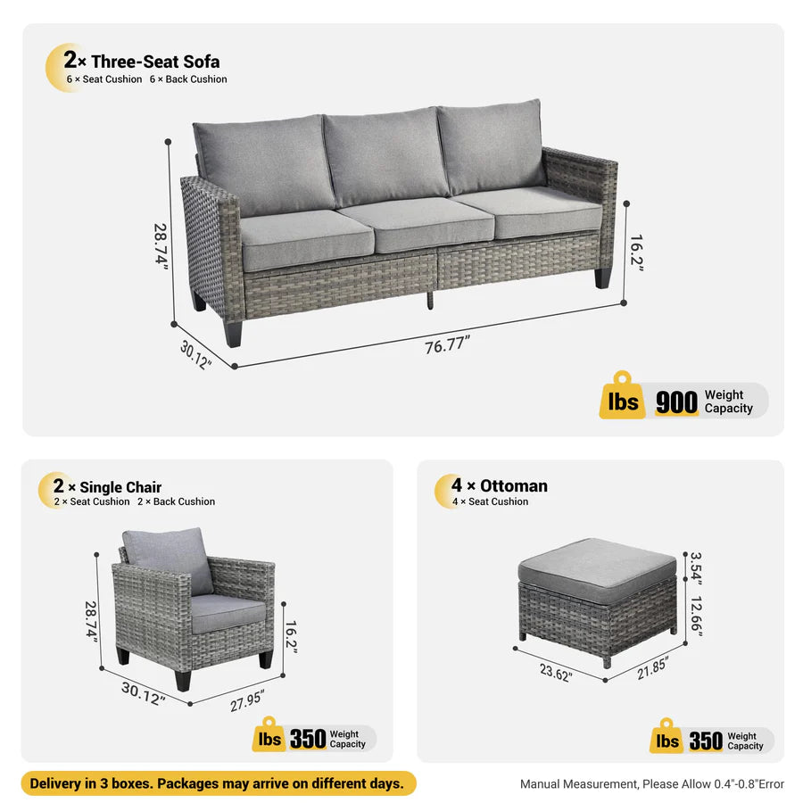 Patio Furniture Set New Vultros 8-Piece High Back with Cushions