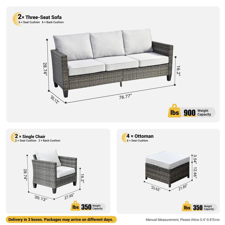 Patio Furniture Set New Vultros 8-Piece High Back with Cushions