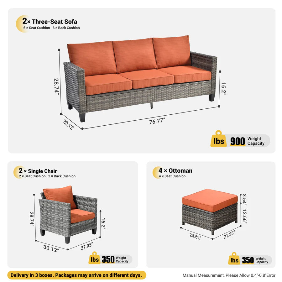 Patio Furniture Set New Vultros 8-Piece High Back with Cushions
