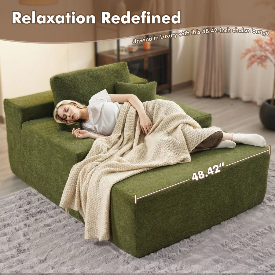 Plush Velvet Chaise Lounge Sofa Bed - Oversized Sleeper Couch for Living Room