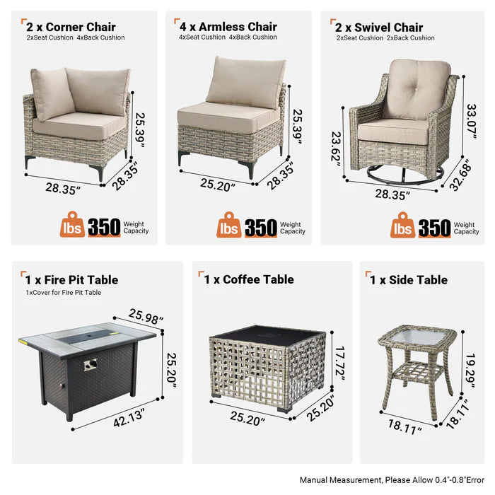 SKT Series - Sectional Outdoor Furniture Set 11-Piece