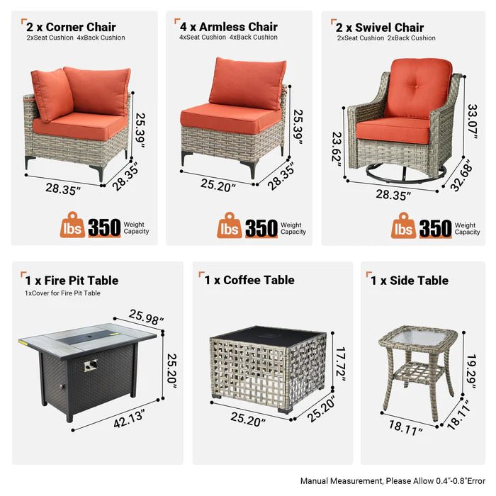 SKT Series - Sectional Outdoor Furniture Set 11-Piece