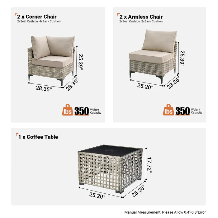 SKT Series - Sectional Outdoor Furniture Set 5-Piece