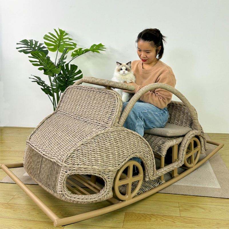 Comfortable and Durable Car Dog House Puppy Bed Cat Kennel People and Pet Sharing Furniture Rattan Furniture Rocking Chairs