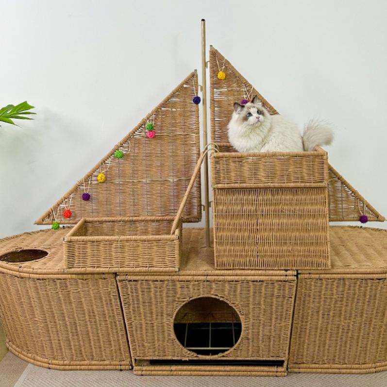 Large People and Pets Share Hand-woven Cat Bed Dog Bed Sailboats Pets Interactive Furniture Pet House
