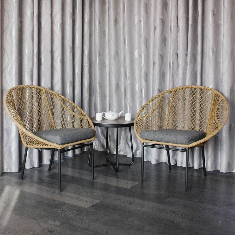 Balcony Mini Table and Chair Set - Home Mini Coffee Table with One Table and Two Chairs Outdoor Nordic-Style B&B Leisure Furniture - Rattan Chairs
