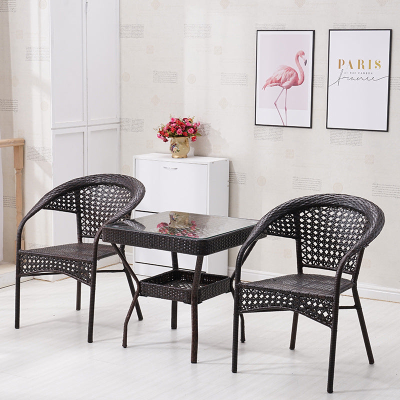 Outdoor Rattan Furniture Set Garden Outdoor Lounge Balcony Rattan Chair 3-Piece Set Trending Nordic-Style B&B Dining Chair