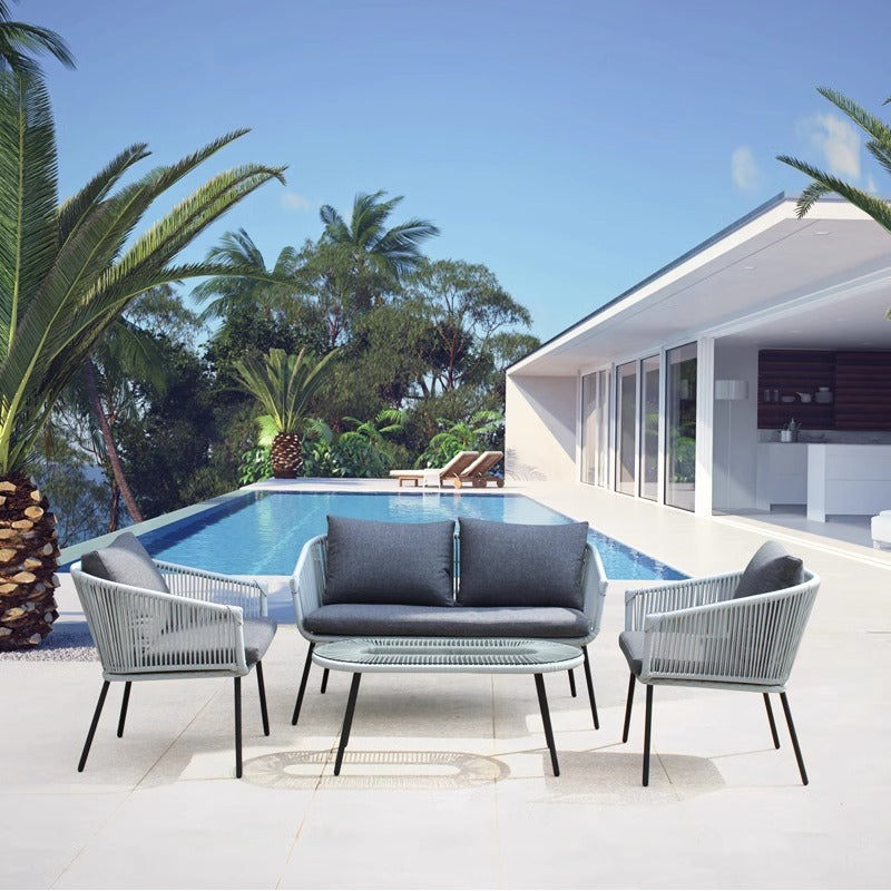 Outdoor Rattan Sofa Set for Hotels, Guesthouses, Outdoor Terraces, Villas, Balconies, and Gardens Nordic Minimalist Rattan Chair and Sofa Combination