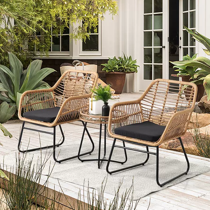 Outdoor rattan chair set of three leisure balcony patio outdoor rattan sofa coffee table set modern creative waterproof sunscreen