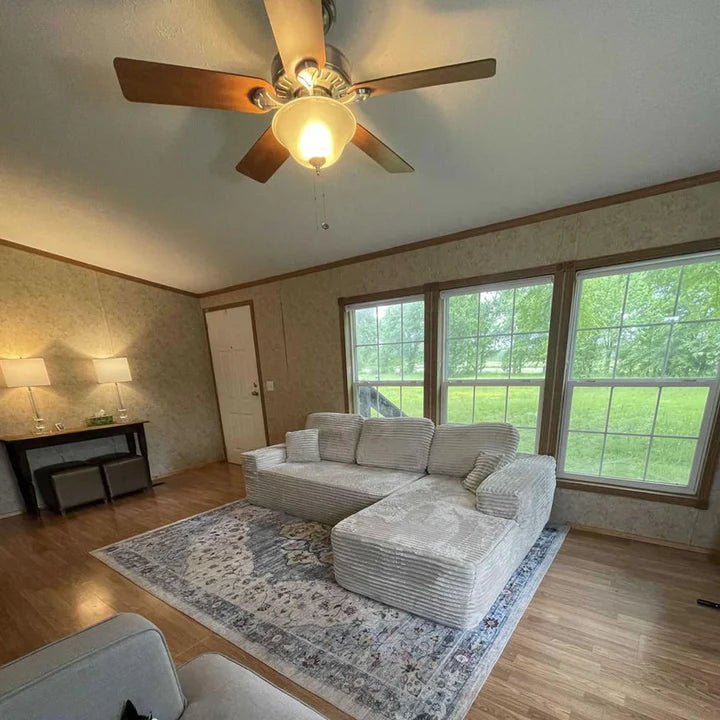 104" L-Shape Modular Couch with Chaise, Plush Corduroy Fabric, No Assembly Required