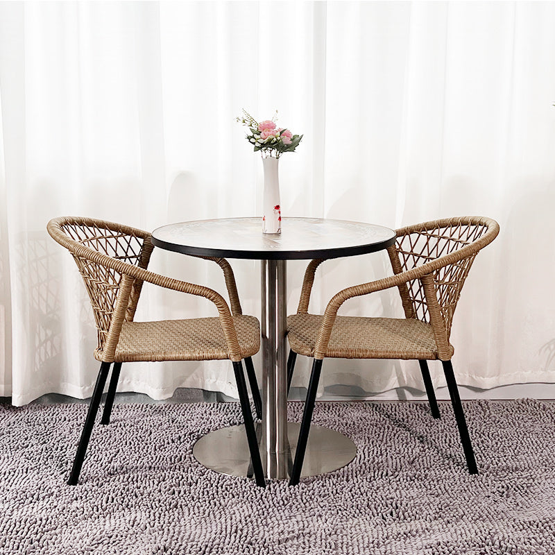 Outdoor Furniture Set: Wicker Garden Chairs for Outdoor Relaxation Balcony & Patio Set: Nordic Folk Style Tea Table & Chair Set Dining Chairs