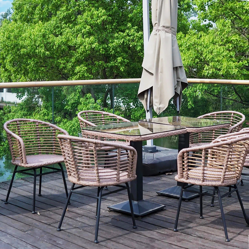 Outdoor Furniture Set: Garden Rattan Chairs for Outdoor Relaxation Waterproof and UV-Resistant Woven Rattan Table and Chairs for Patio and Balcony
