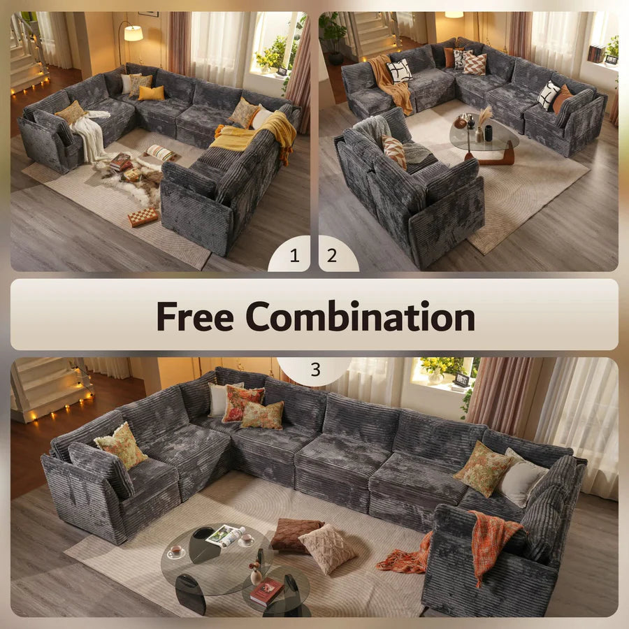 130.7" Modular Sectional Sofa Couch, U-Shaped Minimalist Couches with 2 Oversized Chaise