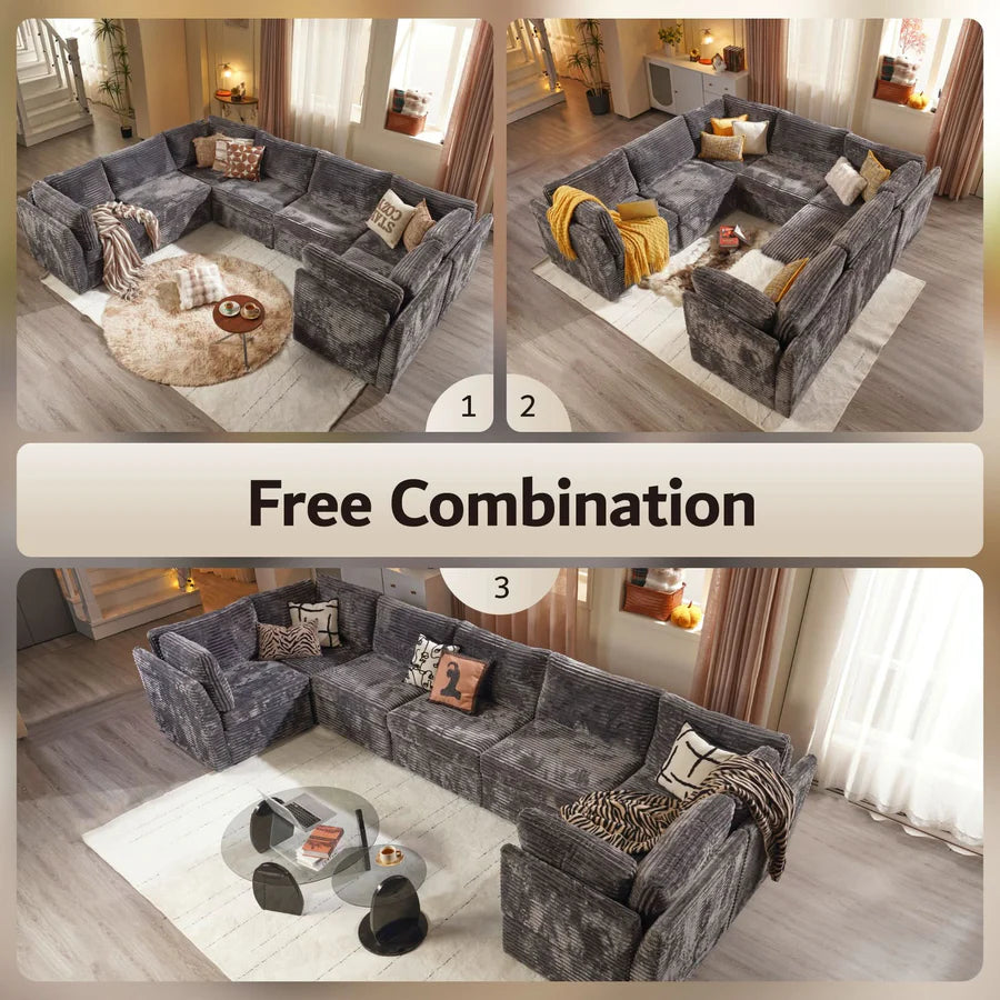 130.7" Modular Sectional Sofa Couch, U-Shaped Minimalist Couches with Oversized Chaise