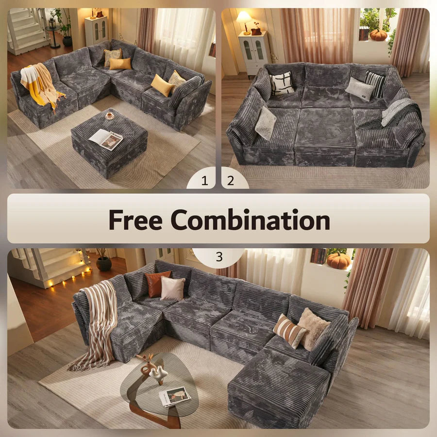 130.7" Modular Sectional Sofa Couch, U-Shaped Minimalist Couches with Sofa Bed Chaise