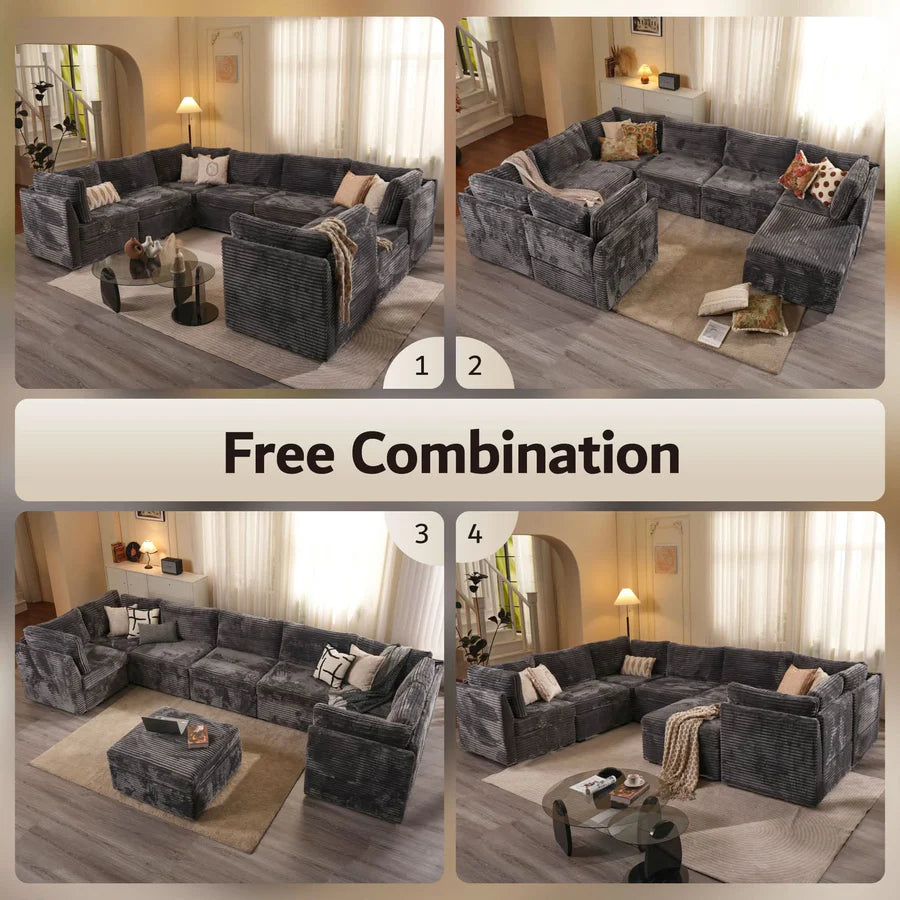 130.7" Modular Sectional Sofa Couch, U-Shaped Minimalist Couches with Sofa Bed Chaise