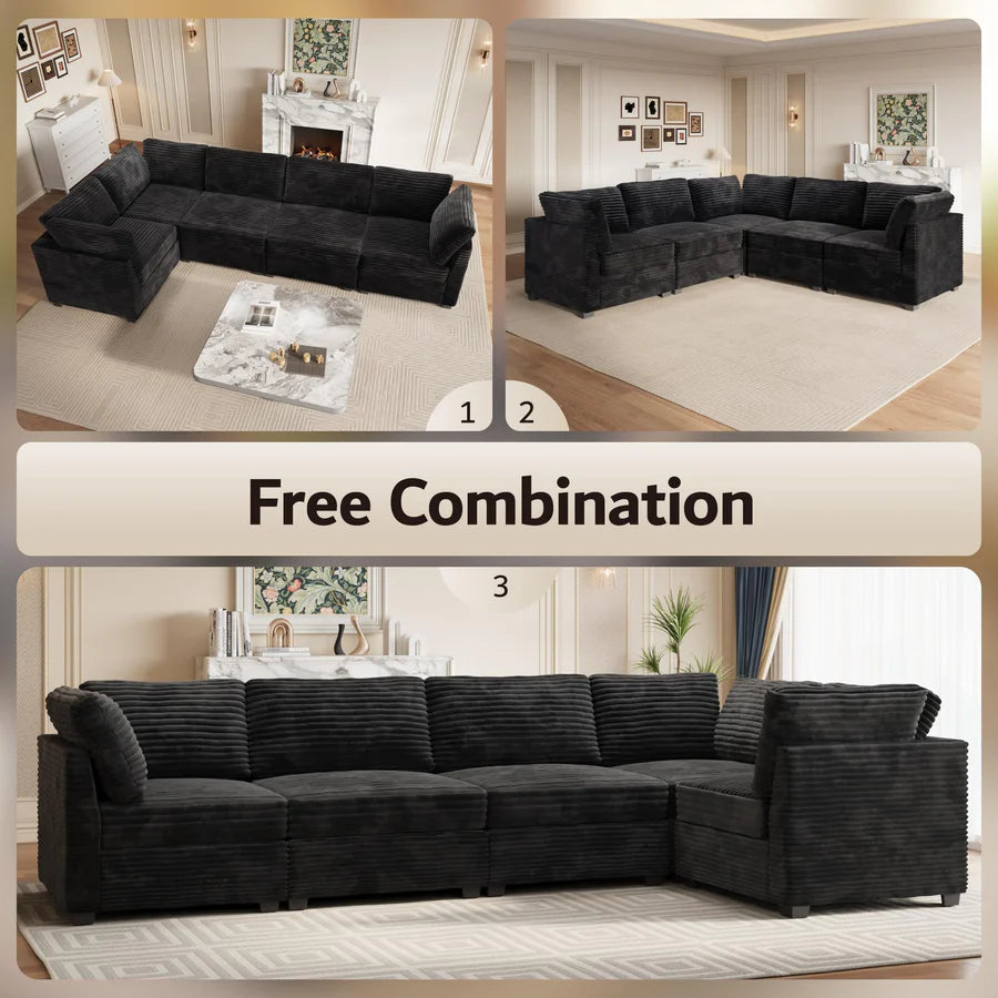 130.7" Modular Sectional Sofa Couch, L-Shaped Minimalist Couches with Convertible Chaise