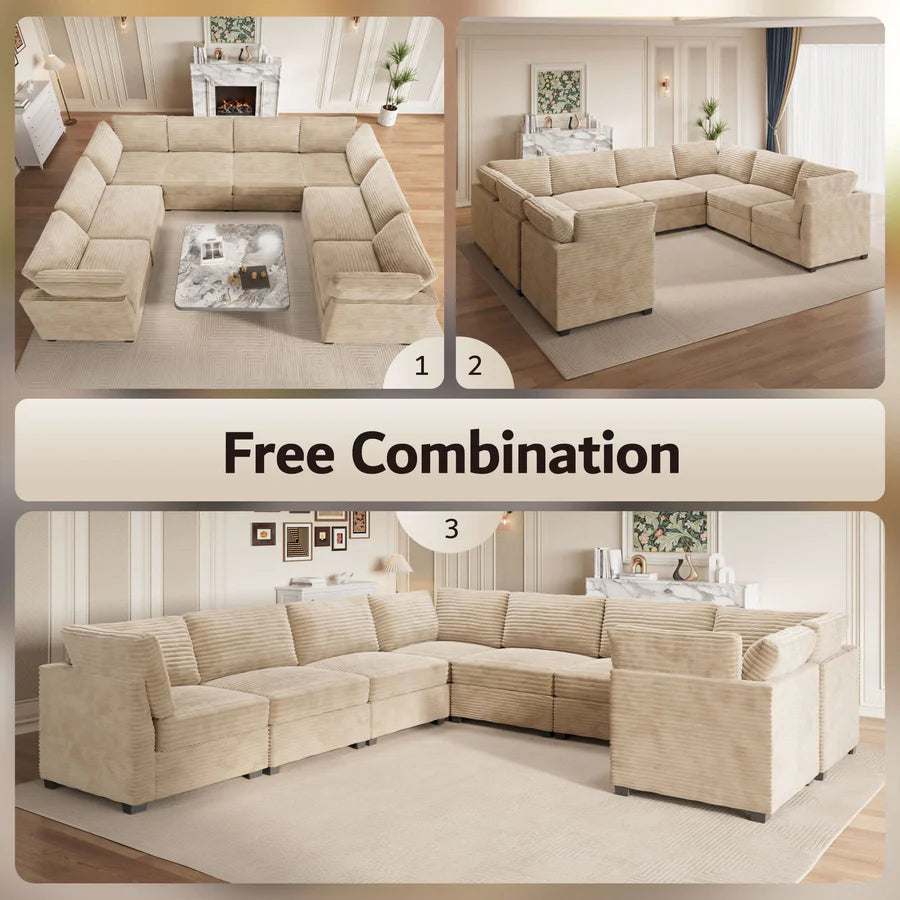 130.7" Modular Sectional Sofa Couch, U-Shaped Minimalist Couches with 2 Oversized Chaise