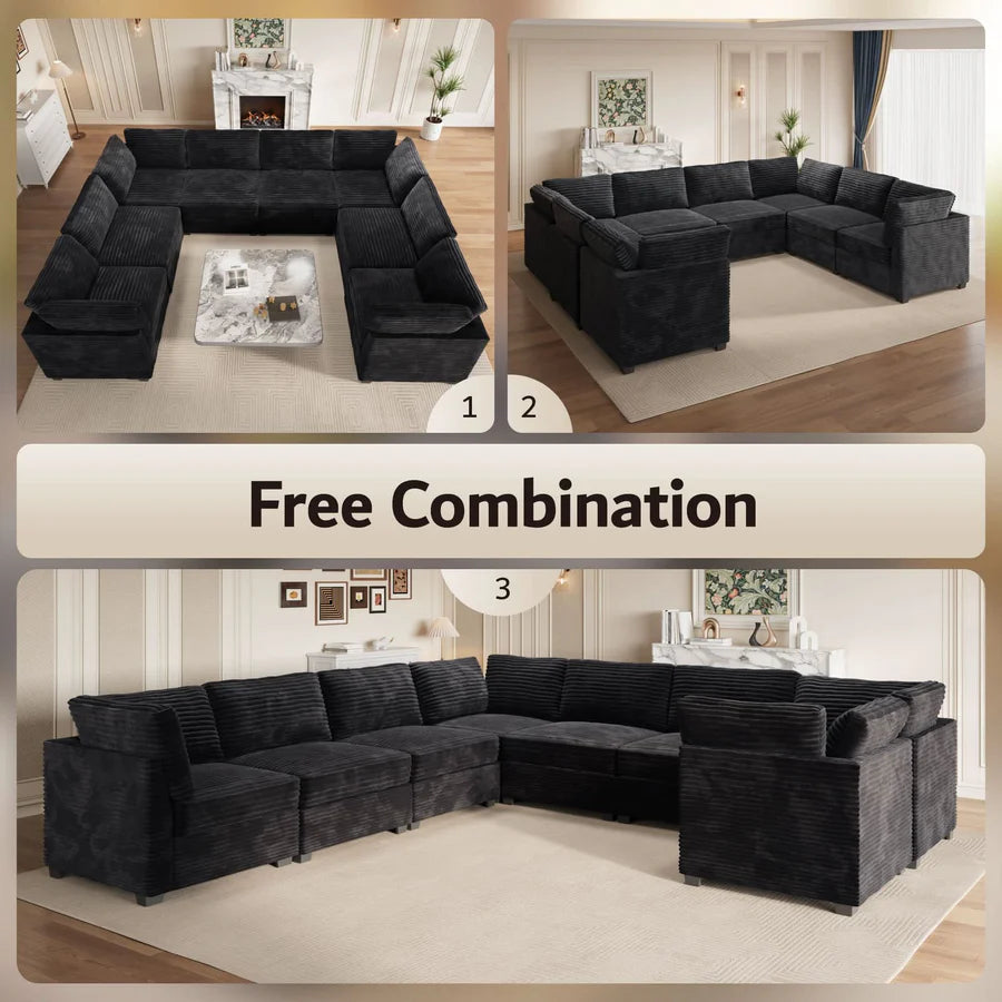 130.7" Modular Sectional Sofa Couch, U-Shaped Minimalist Couches with 2 Oversized Chaise