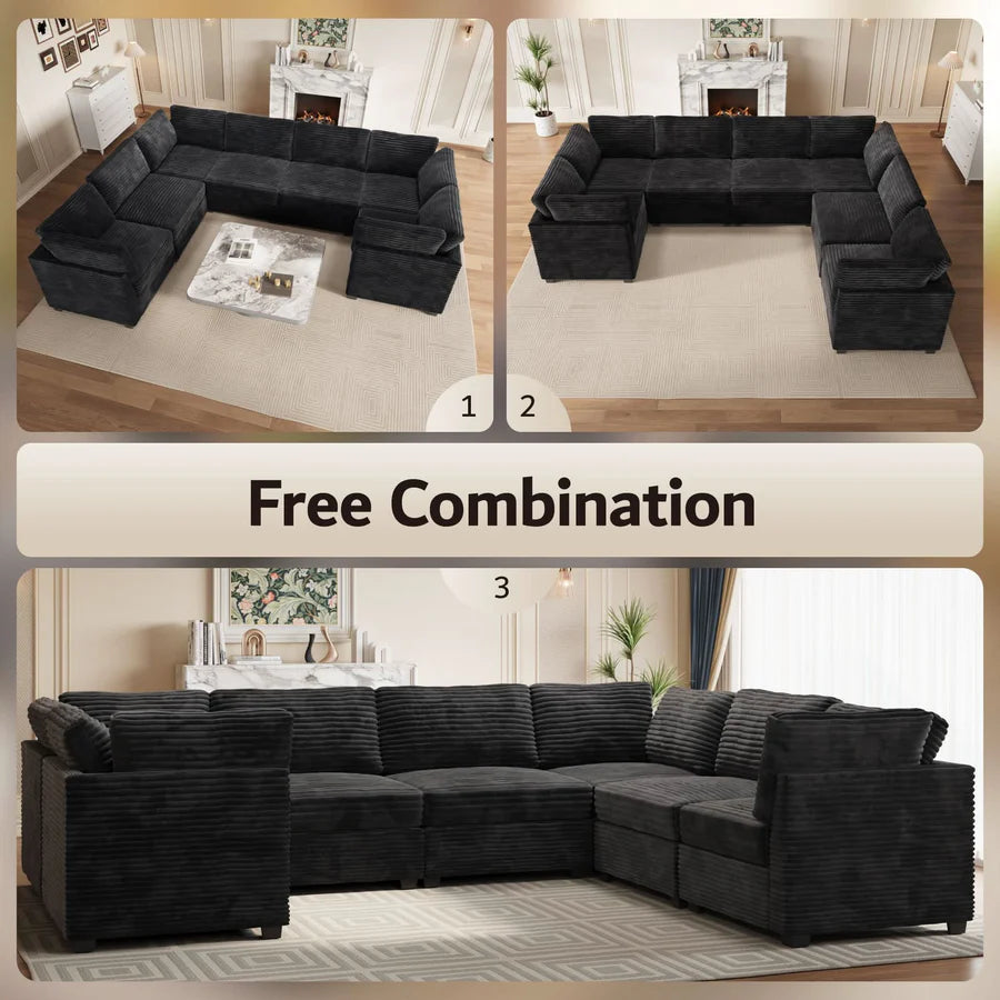 130.7" Modular Sectional Sofa Couch, U-Shaped Minimalist Couches with Oversized Chaise