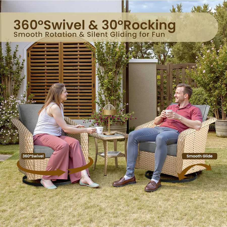 3 Pieces Patio Glider Chair Set, only table (no stools)