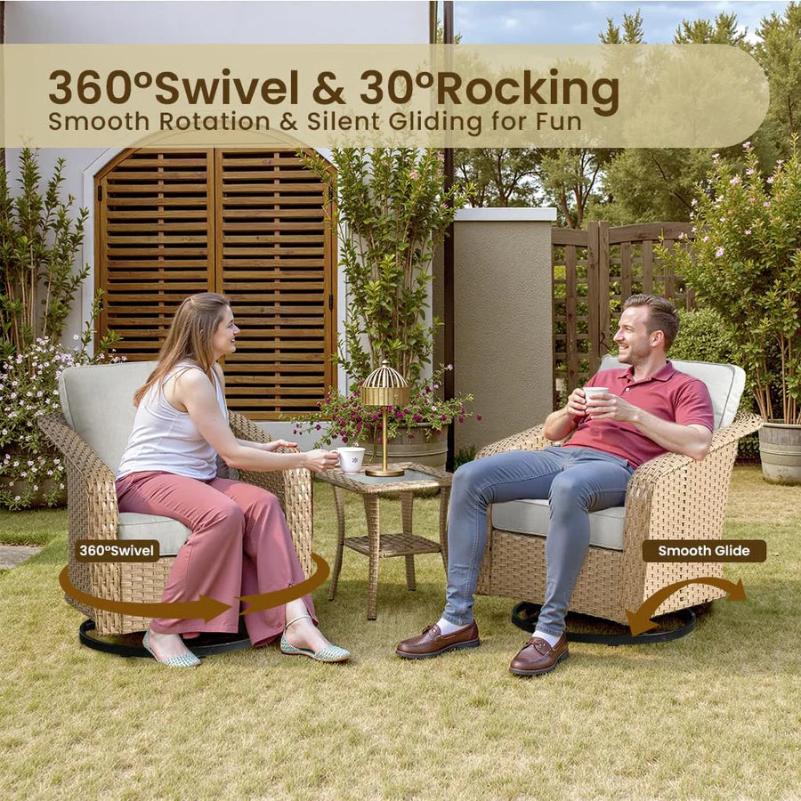 3 Pieces Patio Glider Chair Set, only table (no stools)