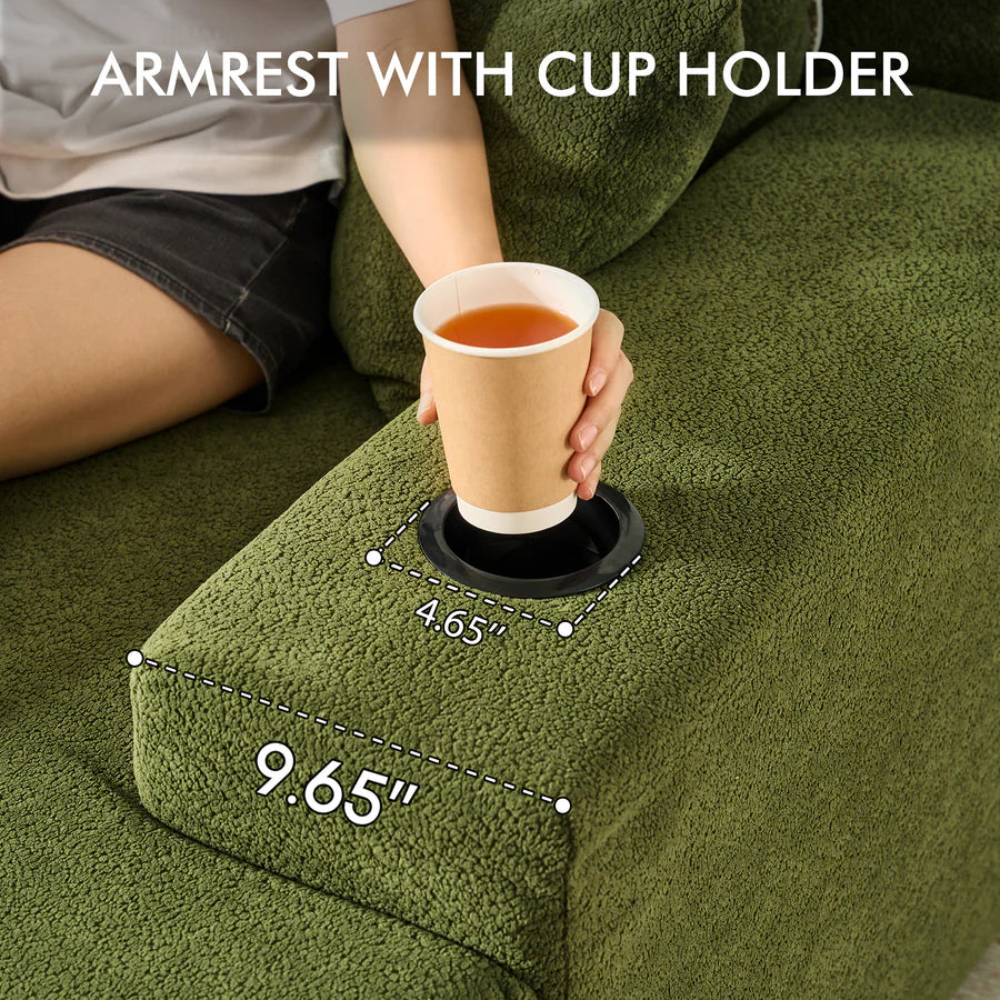 67" Chaise Lounge Chair with Cup Holders