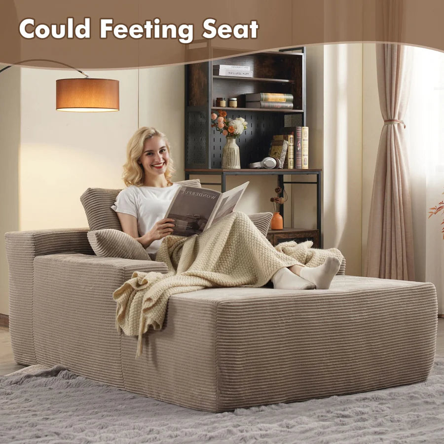 67''x48'' Chaise Lounge Chair Indoor, Oversized Upholstered Sofa Bed