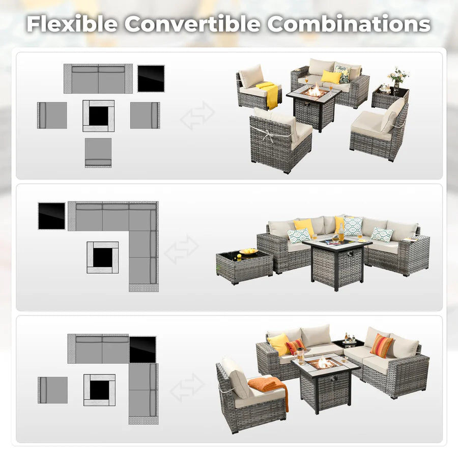 7-Piece Outdoor Furniture Set with 7.68'' Wide Armrests