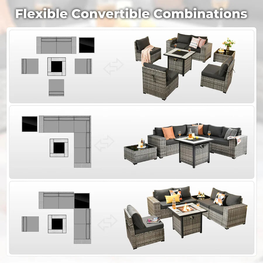 7-Piece Outdoor Furniture Set with 7.68'' Wide Armrests