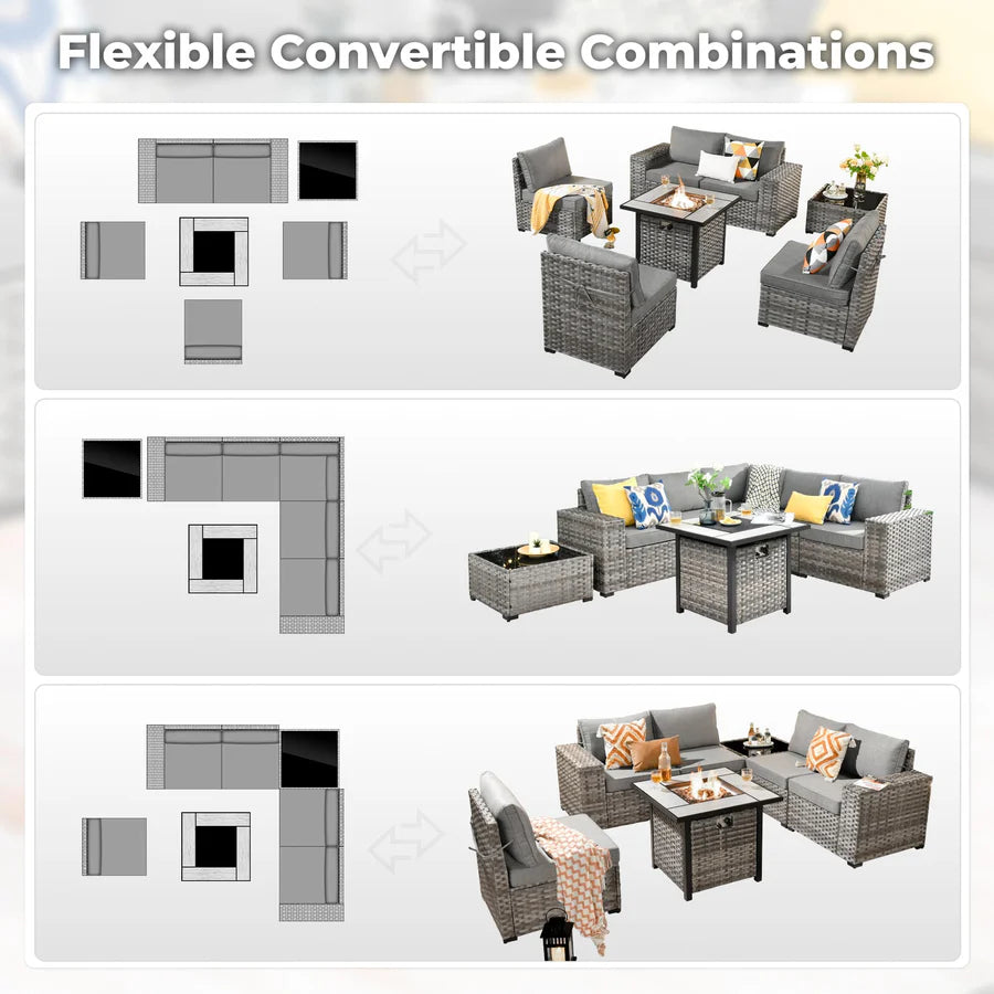 7-Piece Outdoor Furniture Set with 7.68'' Wide Armrests