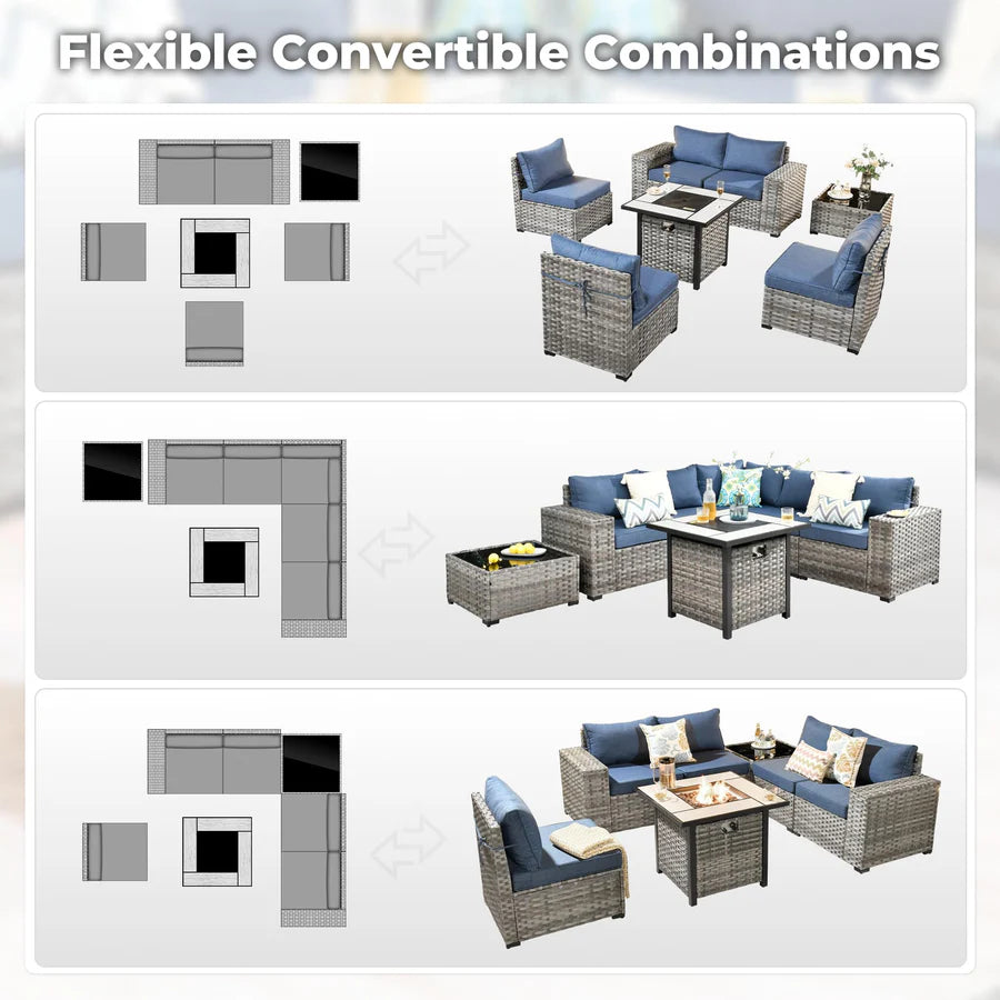 7-Piece Outdoor Furniture Set with 7.68'' Wide Armrests