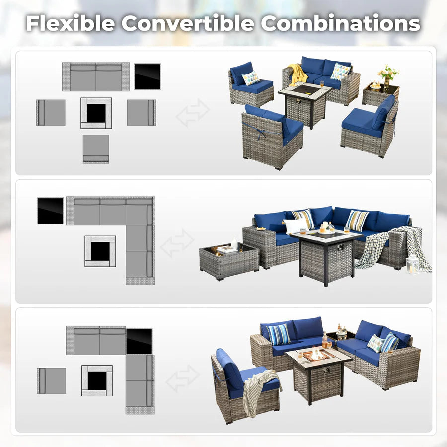 7-Piece Outdoor Furniture Set with 7.68'' Wide Armrests