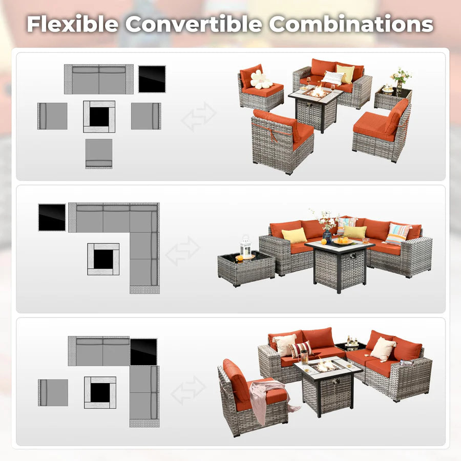 7-Piece Outdoor Furniture Set with 7.68'' Wide Armrests
