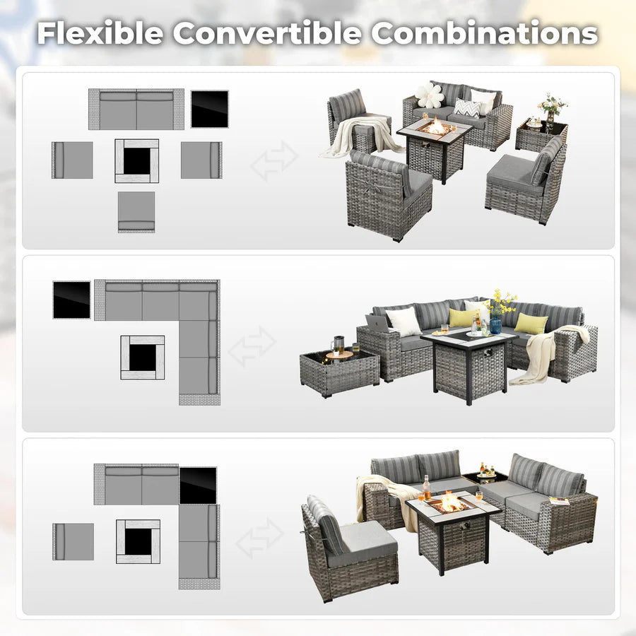 7-Piece Outdoor Furniture Set with 7.68'' Wide Armrests