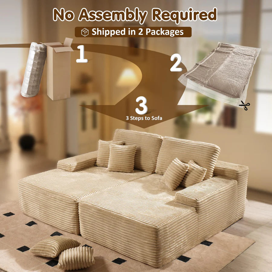 81" Boneless Sofa, Sleeper Couch, No Assembly Required