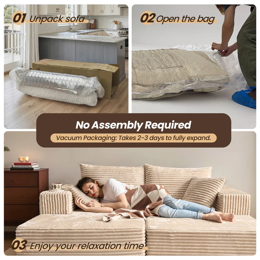 81" Boneless Sofa, Sleeper Couch, No Assembly Required