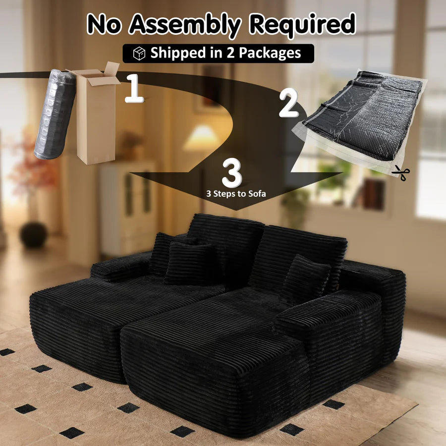 81" Boneless Sofa, Sleeper Couch, No Assembly Required