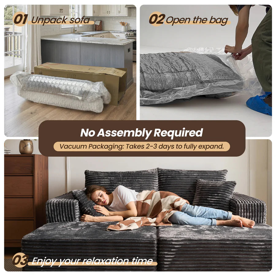 81" Boneless Sofa, Sleeper Couch, No Assembly Required