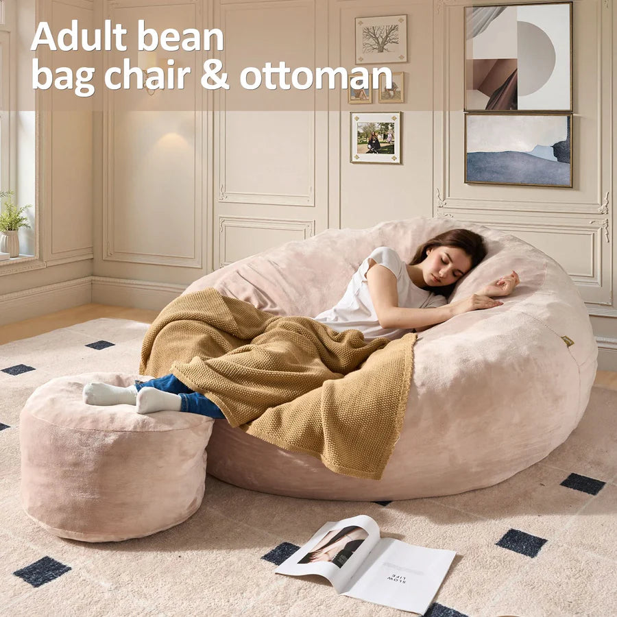 Bean Bag Chair Removable Cover, High-Rebound Filling Cozy Furniture for Living Room, Bedroom