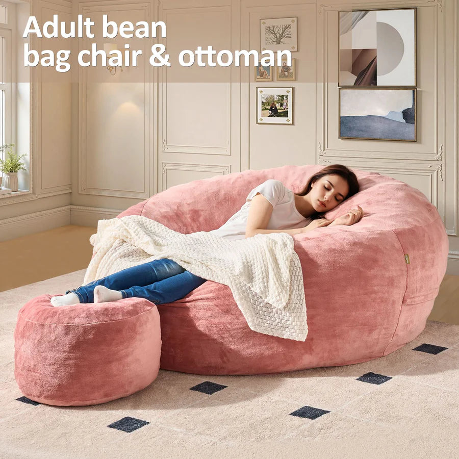 Bean Bag Chair Removable Cover, High-Rebound Filling Cozy Furniture for Living Room, Bedroom