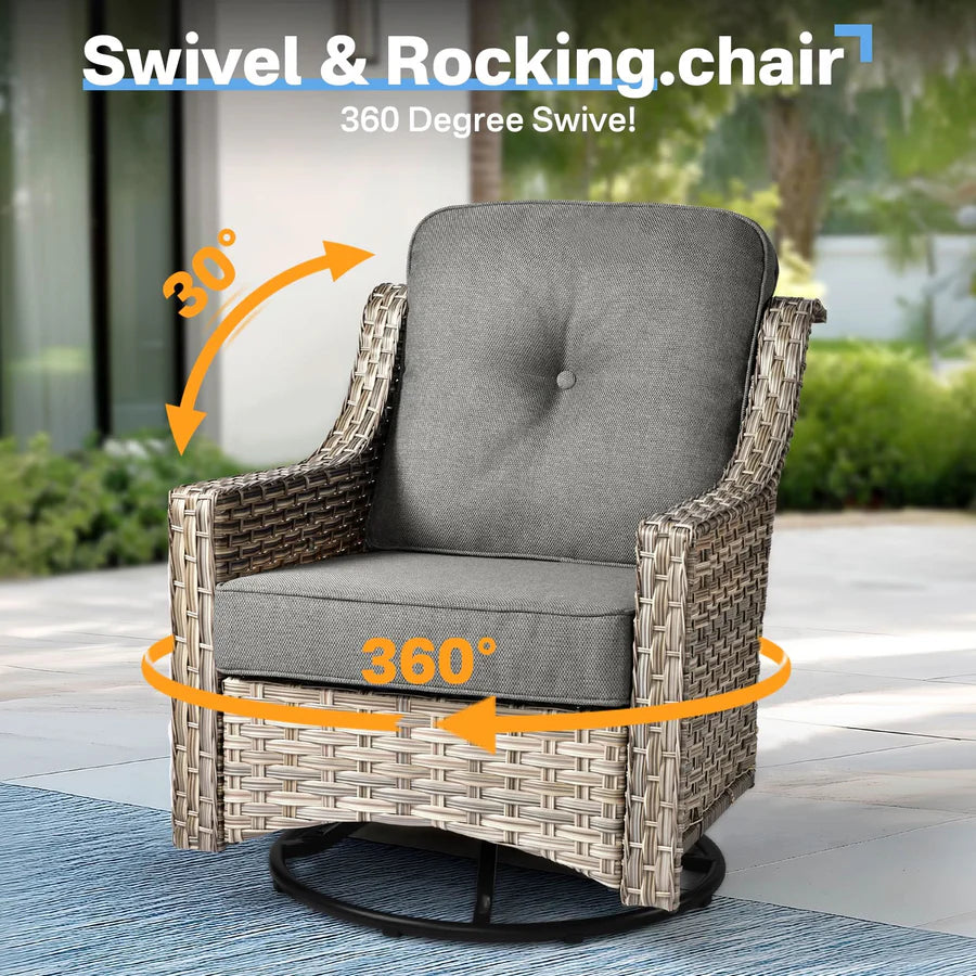 Conversation Set 3-Piece PAD Series,Swivel Chair