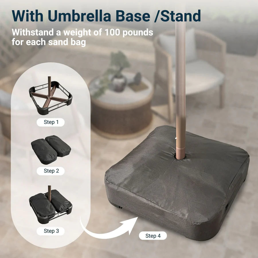 Outdoor Patio Umbrella – Double-Sided Rectangular Market Umbrella with Base