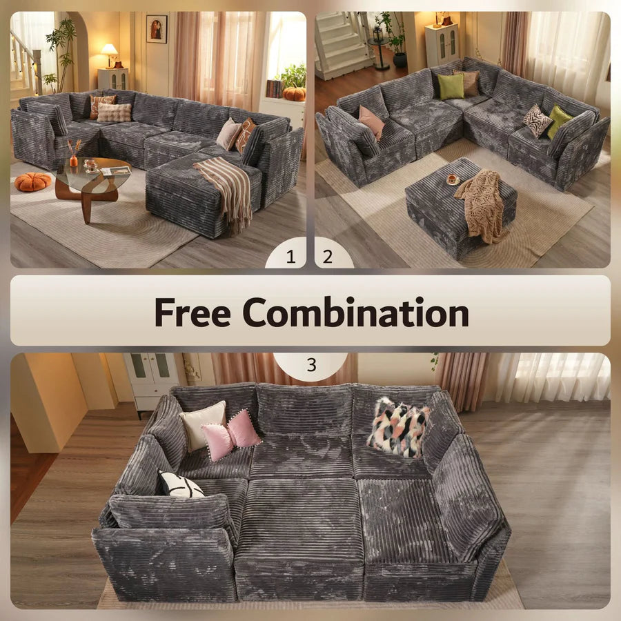Oversized Modular Sectional Couch, Cloud Couches for Living Room,Deep Seat Upholstered Convertible Sleeper Sofa